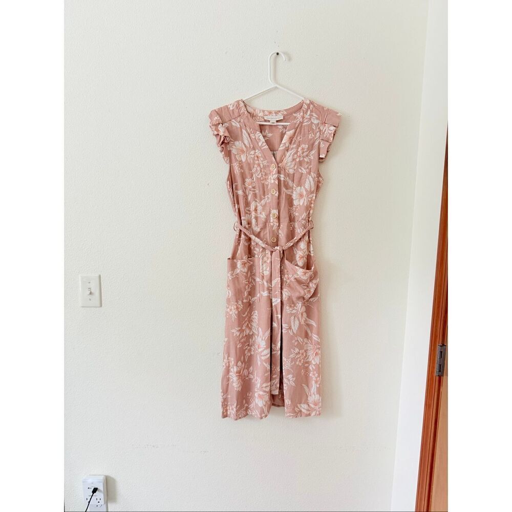 Monteau Los Angeles Blush Color Floral Dress Womens Size Small Summer Pretty